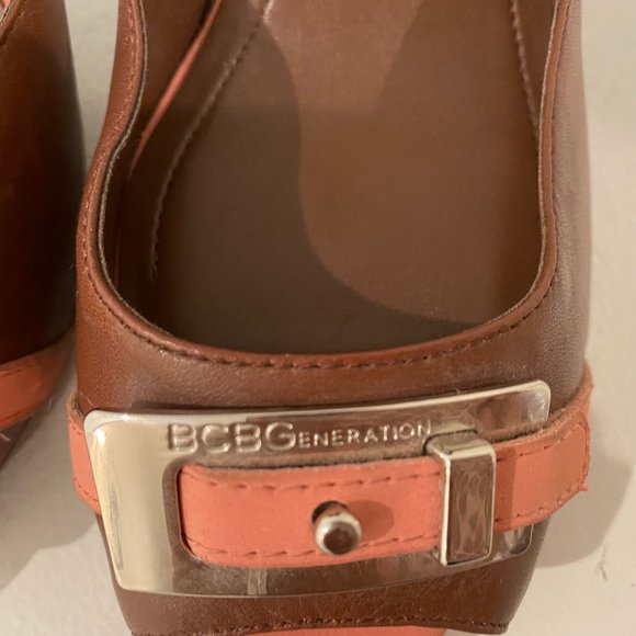 BCBG Generation Brown and Pink Peep Toe Size 9.5 - Picture 5 of 9